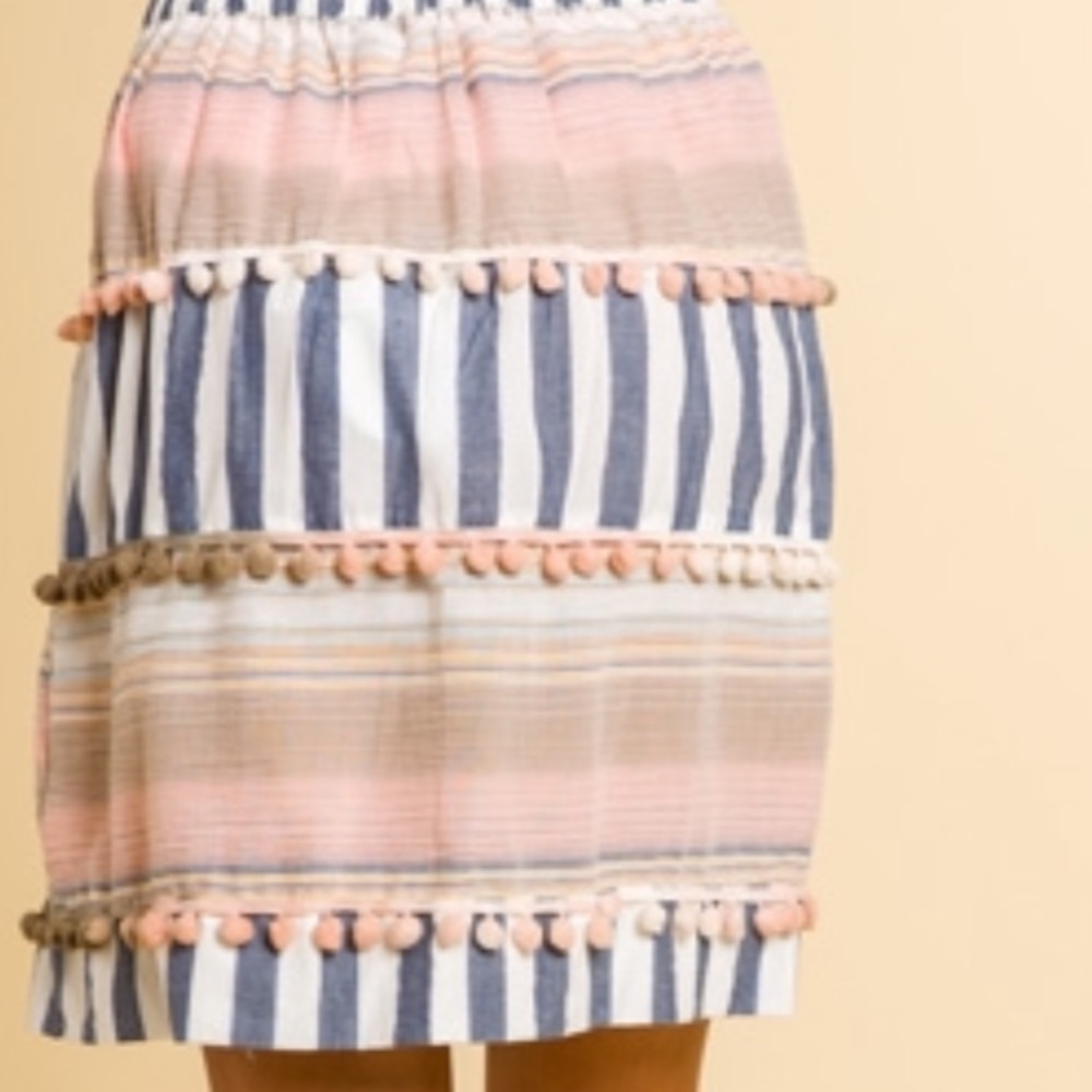 Pom Pom Striped Skirt - Picture 4 of 6